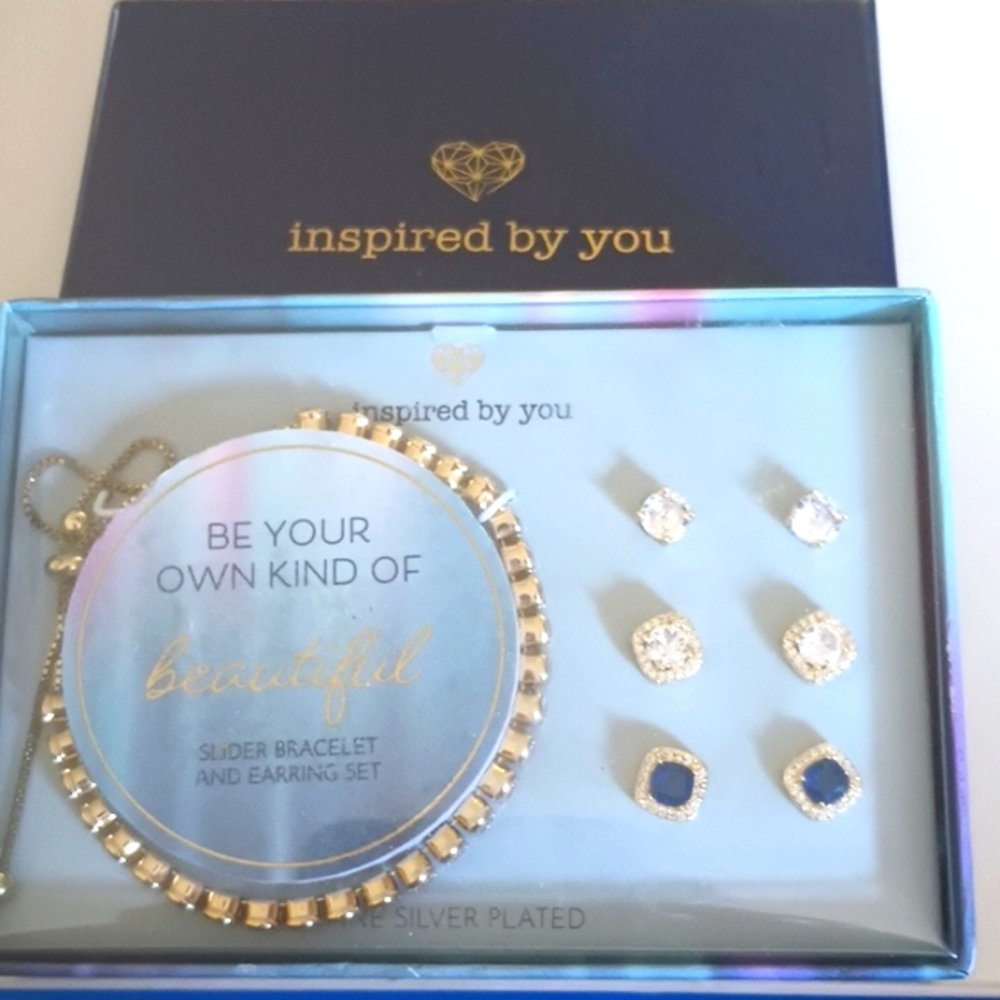 NWT inspired by you slider bracelet and Earring set